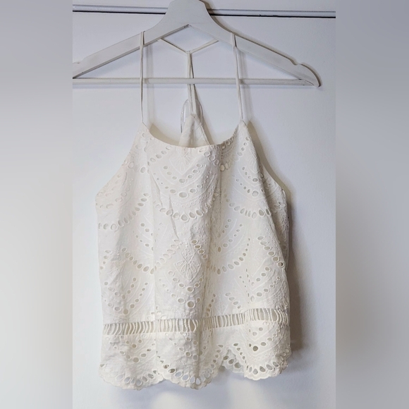Lovers + Friends Scallop White Eyelet Broderie Tank Top Size XS - Picture 4 of 11